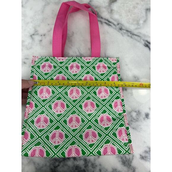 Old Navy Colorful Retro Green/Pink Peace Sign Insulated Market Tote - Picture 5 of 7